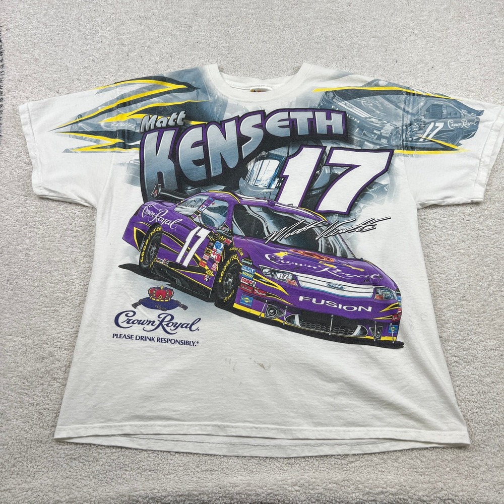 AOP VTG‎ Y2K Matt Kenseth 17 Crown Royal NASCAR Chase Authentics Shirt XL White